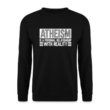 Atheismus eine persönliche Beziehung zur Realität - Unisex Pullover - Schwarz - Vorne - Alina (178cm) & Michal (187cm)