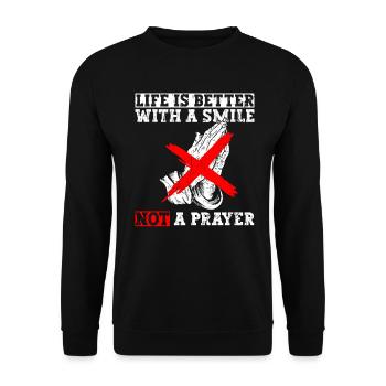 Atheist Atheism Anti Church Anti Religion - Unisex Sweatshirt - black - Front - Alina (178cm) & Michal (187cm)