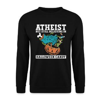 Atheist Atheismus Anti Kirche Halloween - Unisex Pullover - Schwarz - Vorne - Alina (178cm) & Michal (187cm)
