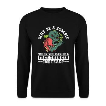 Freidenker Atheist Atheismus Anti Kirche Halloween - Unisex Pullover - Schwarz - Vorne - Alina (178cm) & Michal (187cm)
