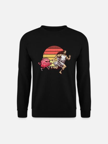 Jesus wird von Gehirn gejagt - Atheist Atheismus - Unisex Pullover - Schwarz