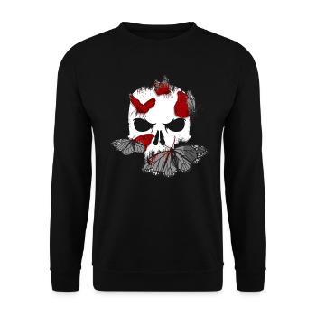 Skull Black Butterflies - Goth Gothic - Sweat-shirt Unisexe - noir - Devant - Alina (178cm) & Michal (187cm)
