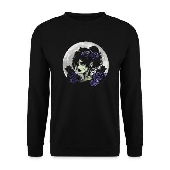 Goth Girl With Black Roses - Gothic - Unisex Sweatshirt - black - Front - Alina (178cm) & Michal (187cm)