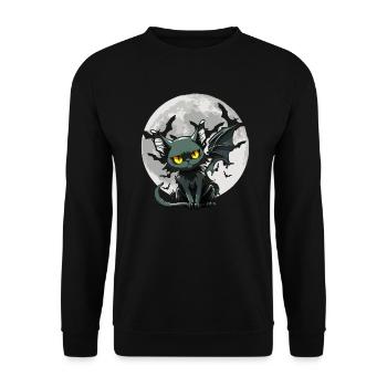 Black Cat Bat - Goth Gothic - Unisex Sweatshirt - black - Front - Alina (178cm) & Michal (187cm)