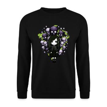 Goth Girl holds skull balloons - Gothic - Unisex Sweatshirt - black - Front - Alina (178cm) & Michal (187cm)