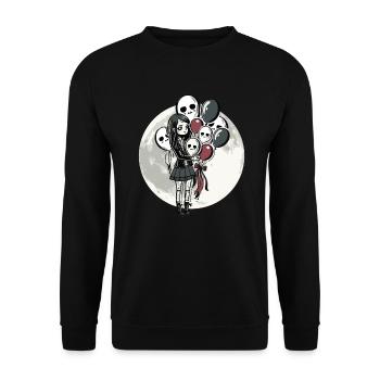 Goth Girl holds skull balloons - Gothic - Unisex Sweatshirt - black - Front - Alina (178cm) & Michal (187cm)