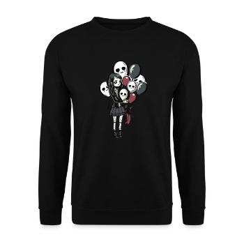 Goth Girl holds skull balloons - Gothic - Unisex Sweatshirt - black - Front - Alina (178cm) & Michal (187cm)