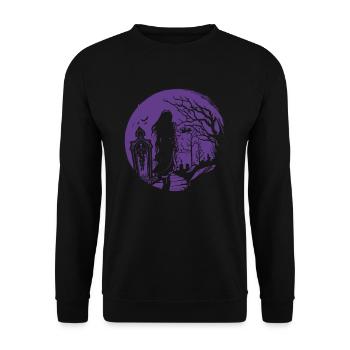 Goth geht über Friedhof - Gothic Grufti - Unisex Pullover - Schwarz - Vorne - Alina (178cm) & Michal (187cm)