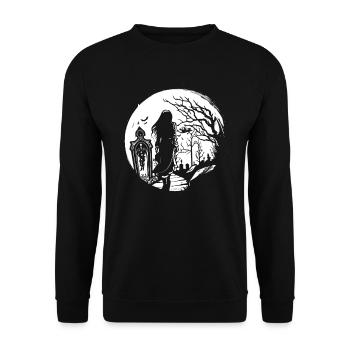 Goth geht über Friedhof - Gothic Grufti - Unisex Pullover - Schwarz - Vorne - Alina (178cm) & Michal (187cm)