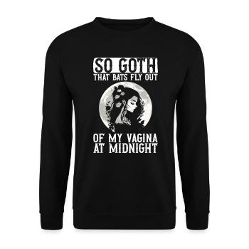 Goth Gothic Fledermäuse Vagina Spruch - Unisex Pullover - Schwarz - Vorne - Alina (178cm) & Michal (187cm)