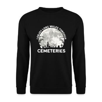 I like long walks through cemeteries Gothic - Unisex Sweatshirt - black - Front - Alina (178cm) & Michal (187cm)