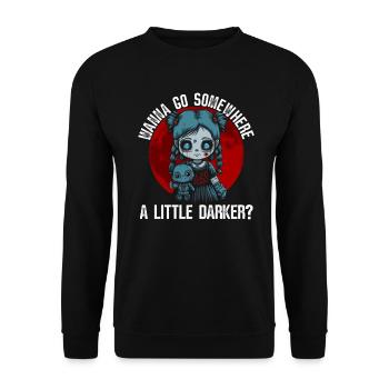 Willst du an einen dunkleren Ort gehen? Grufti - Unisex Pullover - Schwarz - Vorne - Alina (178cm) & Michal (187cm)