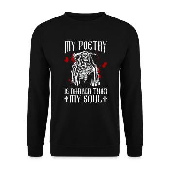 Meine Poesie ist dunkler als meine Seele - Gothic - Unisex Pullover - Schwarz - Vorne - Alina (178cm) & Michal (187cm)