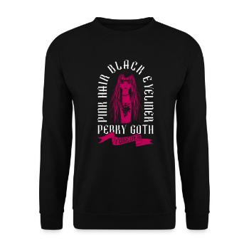 Rosa Haare Schwarzer Eyeliner - Perky Goth Forever - Unisex Pullover - Schwarz - Vorne - Alina (178cm) & Michal (187cm)