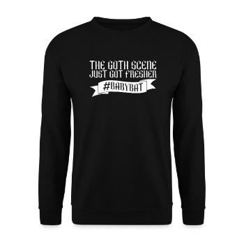 #Babybat - Baby Bat Gothic Goth Grufti Spruch - Unisex Pullover - Schwarz - Vorne - Alina (178cm) & Michal (187cm)