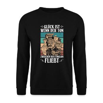 Glück Wenn Der Ton Zwischen Fingern Fließt Töpfer - Unisex Pullover - Schwarz - Vorne - Alina (178cm) & Michal (187cm)