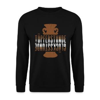 Töpferstunde, Glücksstunde - Töpfer Töpfern - Unisex Pullover - Schwarz - Vorne - Alina (178cm) & Michal (187cm)