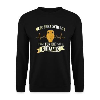 Mein Herz Schlägt Für Die Keramik - Töpfer Töpfern - Unisex Pullover - Schwarz - Vorne - Alina (178cm) & Michal (187cm)