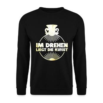 Im Drehen Liegt Die Kunst - Töpfer Töpfern - Unisex Pullover - Schwarz - Vorne - Alina (178cm) & Michal (187cm)
