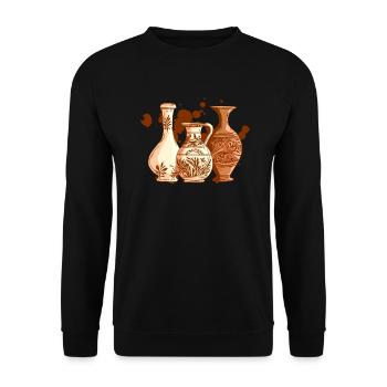 Pottery Vases - Pottery Ceramist - Unisex Sweatshirt - black - Front - Alina (178cm) & Michal (187cm)