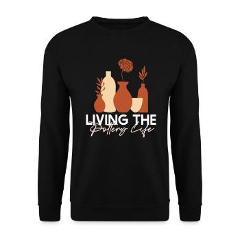 Vivre la vie de poterie - and - Sweat-shirt Unisexe - noir - Devant - Alina (178cm) & Michal (187cm)