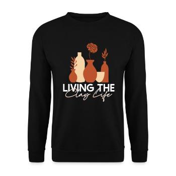 Living The Clay Life - Töpferin und Keramikerin - Unisex Pullover - Schwarz - Vorne - Alina (178cm) & Michal (187cm)