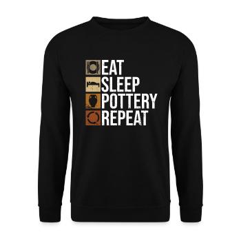 Eating, Sleeping, Pottery, Repeating - Pottery - Unisex Sweatshirt - black - Front - Alina (178cm) & Michal (187cm)