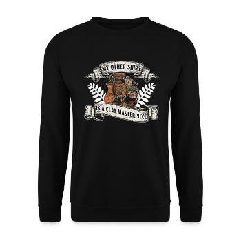 My other shirt is a masterpiece of clay - - Unisex Sweatshirt - black - Front - Alina (178cm) & Michal (187cm)