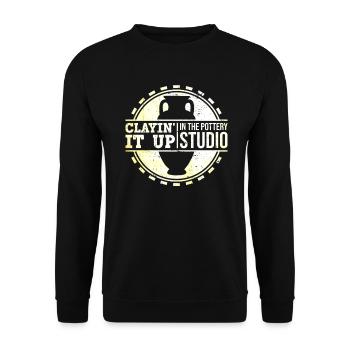 Clayin' It Up In The Pottery Studio - Töpfer - Unisex Pullover - Schwarz - Vorne - Alina (178cm) & Michal (187cm)