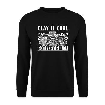Clay It Cool, Règles de poterie - Töpfer Keramik - Sweat-shirt Unisexe - noir - Devant - Alina (178cm) & Michal (187cm)