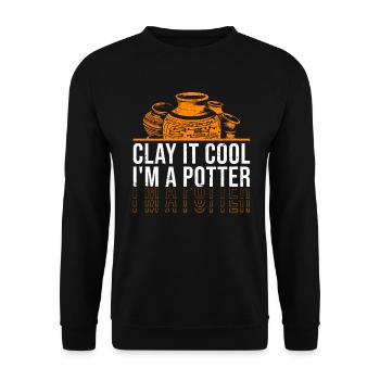 Clay It Cool, I’M A - Céramique de poterie - Sweat-shirt Unisexe - noir - Devant - Alina (178cm) & Michal (187cm)