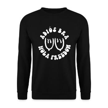 Adiós Bra - Hola Freedom - Hippie Costume No Bra - Unisex Sweatshirt - black - Front - Alina (178cm) & Michal (187cm)