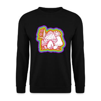 Pilze Hippie Kostüm Tie Dye Psychedelika - Unisex Pullover - Schwarz - Vorne - Alina (178cm) & Michal (187cm)