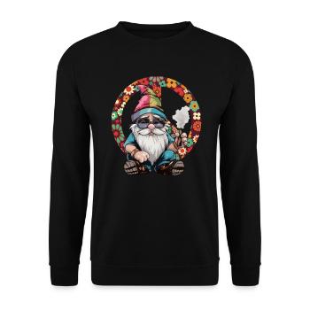Hippie Gnome Cannabis Peace Gras Hippie Costume - Unisex Sweatshirt - black - Front - Alina (178cm) & Michal (187cm)
