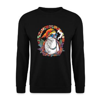 Pigeon Fumant Cannabis Herbe Hippie Peace - Sweat-shirt Unisexe - noir - Devant - Alina (178cm) & Michal (187cm)