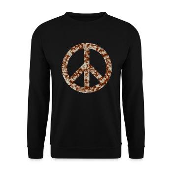 Peace Zeichen mit Totenköpfen - Hippie Halloween - Unisex Pullover - Schwarz - Vorne - Alina (178cm) & Michal (187cm)