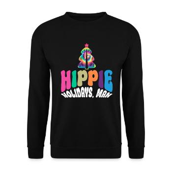 Hippie Holidays, Man - Noël hippie - Sweat-shirt Unisexe - noir - Devant - Alina (178cm) & Michal (187cm)
