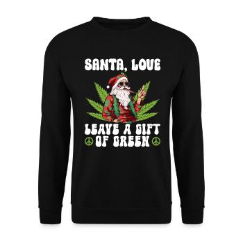 Le Père Noël et l’amour laissent un cadeau de vert - Hippie Gras - Sweat-shirt Unisexe - noir - Devant - Alina (178cm) & Michal (187cm)
