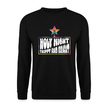 Heilige Nacht Trippy und hell - Hippie Weihnachten - Unisex Pullover - Schwarz - Vorne - Alina (178cm) & Michal (187cm)