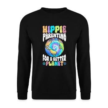 Hippie Parenting For A Better Planet Tie Dye - Unisex Pullover - Schwarz - Vorne - Alina (178cm) & Michal (187cm)