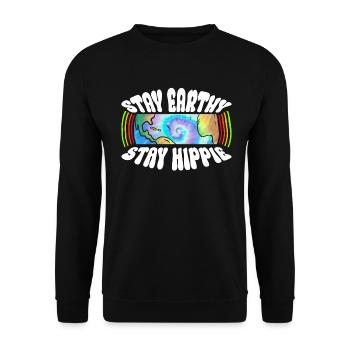 Stay Earthy Stay Hippie - Hippie Costume Tie Dye - Unisex Sweatshirt - black - Front - Alina (178cm) & Michal (187cm)