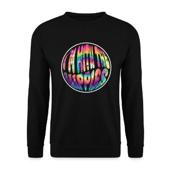 I'm With The Hippies - Hippie Costume Tie Dye - Unisex Sweatshirt - black - Front - Alina (178cm) & Michal (187cm)