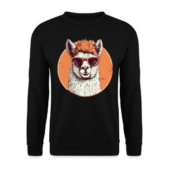 Alpaca Llama Sunglasses - Unisex Sweatshirt - black - Front - Alina (178cm) & Michal (187cm)