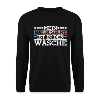 Mein Batik Shirt Ist In Der Wäsche - Hippie Kostüm - Unisex Pullover - Schwarz - Vorne - Alina (178cm) & Michal (187cm)