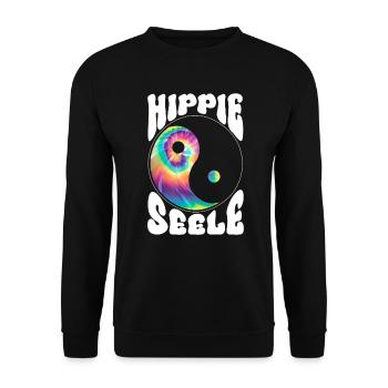 Hippie Seele - Hippie Kostüm 70er - Unisex Pullover - Schwarz - Vorne - Alina (178cm) & Michal (187cm)