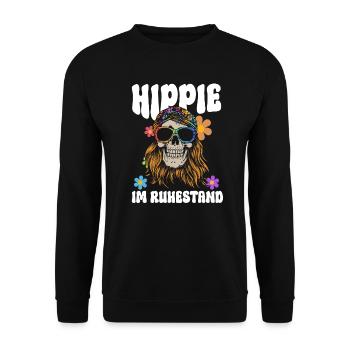 Hippie Retired - Hippie Costume 70s - Unisex Sweatshirt - black - Front - Alina (178cm) & Michal (187cm)