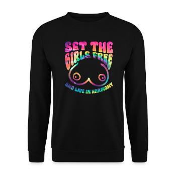 Hippie Costume Tie Dye No Bra - Unisex Sweatshirt - black - Front - Alina (178cm) & Michal (187cm)