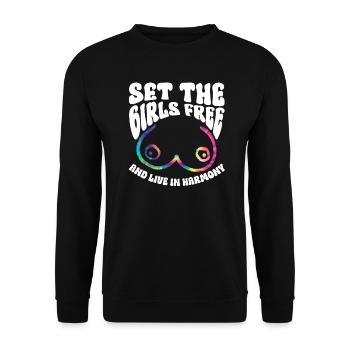 Hippie Costume Tie Dye No Bra - Unisex Sweatshirt - black - Front - Alina (178cm) & Michal (187cm)
