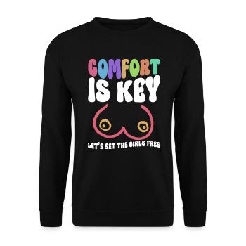 Le confort est la clé libérons les filles - Kein Bra - Sweat-shirt Unisexe - noir - Devant - Alina (178cm) & Michal (187cm)