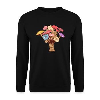 Bouquet Plein De Champignons Magiques - Costume Hippie - Sweat-shirt Unisexe - noir - Devant - Alina (178cm) & Michal (187cm)